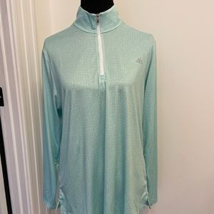 Adidas Golf Ultimate Printed 1/4 Zip UPF Long Sleeve Top Mint Green NEW